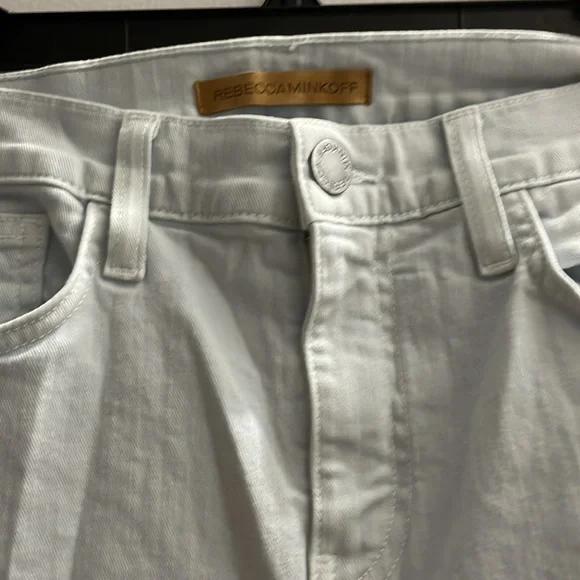 Rebecca Minkoff sunset flare midrise Jean in baby blue with distressed knee - Picture 8 of 11